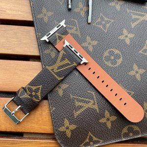 Luxury Apple Watch Band Leather Designer Print Brown 38mm 40mm 42mm 44mm silver